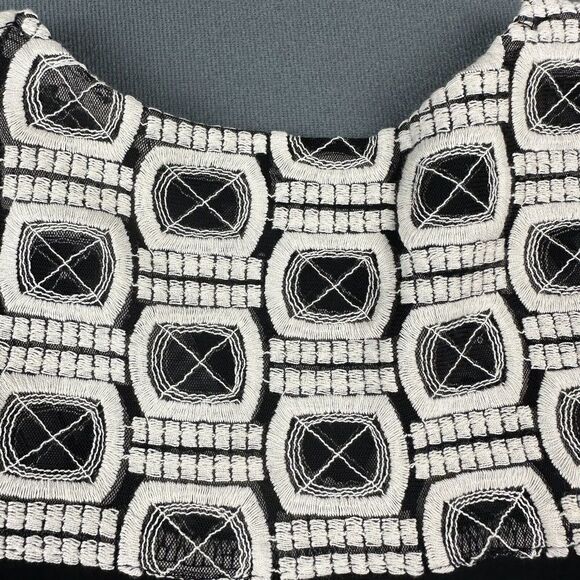 John Mark Top Women Small Black Anastasia Embroidered Aztec Geometric Blouse NEW - Picture 8 of 16